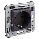 Розетка 1-м СП 2мод. Avanti «Черный матовый» 16А 2P+E защ. шторки механизм черн. DKC 4412003