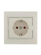 Розетка 1-м СП Mira 16А IP20 с заземл. защ. шторки со вставкой керамика крем. LEZARD 701-0303-124