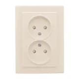 Розетка 2-мест. СП б/з 10А бежевый с защ. штор. Минск EKF