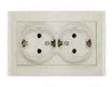 Розетка 2-м СП Бриллиант 16А IP20 с заземл. защ. шторки сл. кость UNIVersal 7948769