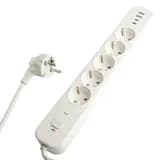 Сетевой фильтр 5местный сз STEKKER 3x1мм2 3 м 250В 16А 2 USBA 2 TypeC 3 серия Nova белый 50103