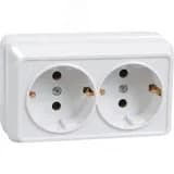 ОКТАВА Розетка двойная наружная с заземлением белая IEK