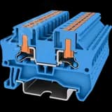 Клемма TP 1-1 проходная с боковой вводом провода .Push-in, сечение 4 мм. кв., синяя