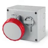 Розетка наружной установки с механической блокировкой и верхним расположением разъема IP67 16А 3P+E+N 400В