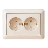 Розетка 2-м СП W59 16А IP20 с заземл. защ. шторки в сборе сл. кость SE RS16-255-28