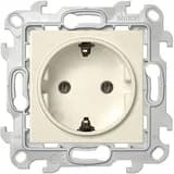 Розетка 2К+З Schuko без штор, слоновая кость