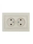 Розетка 2-м СП Mira 16А IP20 без заземл. со вставкой керамика крем. LEZARD 701-0303-128