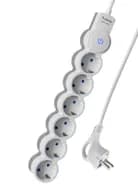 Удлинитель 6х5м с заземл. IP20 с выкл. 10А 2200Вт 220В защ. шторки ПВС 3х1 бел. КОСМОС YKsm5m-6g-Z-V10A-W