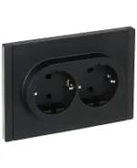 Розетка 2-м СП FORTE&PIANO FP123 16А с заземл. защ. шторки безвинт. крепл. черн. IEK FP-R24-16-1-K02