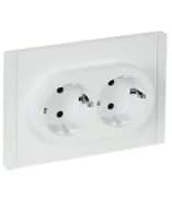Розетка 2-м СП FORTE&PIANO FP223 16А с заземл. защ. шторки безвинт. крепл. бел. IEK FP-R24-16-1-K01