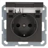 Розетка 1-м Shuko 16А IP20 с заземл. защ. шторки с крышкой механизм мокко Jasmart G5505Z