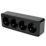 Розетка 4местная сз открытой установки STEKKER 250В 16А IP20 серия София черный MST161402 49320