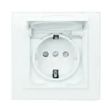 Минск Розетка 1-местная СП с/з с крышкой 16А белая с защ. штор. IP44 EKF