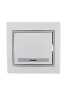 Выключатель 1-кл. СП Mira 10А IP20 с подсветкой с сер. вставкой бел. LEZARD 701-0215-111