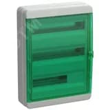 Корпус пластиковый навесной на 54 модуля КМПн-54 IP65 TEKFOR зеленая прозрачная дверь