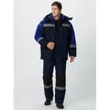 Костюм зимний Фаворит-Мега (ткань Протек,240) полукомбинезон, темно-синий, черный, васильковый, 44-46 170-176