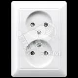 Розетка сдвоенная без заземления с полной платой белая