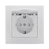 Минск Розетка 1-местная СП с заземлением и крышкой 16А белая с защ. штор. EKF Basic