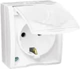 Розетка 1-м ОП Simon15 16А IP54 250В с заземл. Schuko защ. шторки с крышкой винт. клеммы бел. Simon 1594432-030