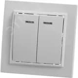 Выключатель 2-клавишный с индикатором, Эрна, белый,