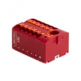 Блок распределительный, зажим push-in, 1 ввод 6 кв.мм, 12 точек подключения 2,5 кв.мм, красный