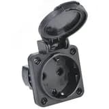 Розетка панельная РП14-3 2Р+РЕ 16А з/к с крышкой IP54 черная MAGNUM