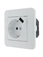 Розетка 1-м СП Karina 16А с заземл. с заряд. устройством USB механизм бел. LEZARD 707-0288-181