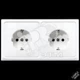 Розетка штепсельная SCHUKO 16A 250V сдвоенная полная плата термопласт слоновая кость