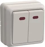 Выключатель 2-кл. ОП Октава 10А IP20 ВС20-2-1-ОКм с индикацией крем. IEK EVO21-K33-10-DC