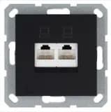Розетка компьютерная 2-м RJ45 IP20 кат. 5E механизм черн. матов. soft touch Jasmart G6106PB