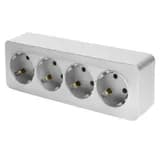 Розетка 4местная сз открытой установки STEKKER 250В 16А IP20 серия София серебро MST161403 49332
