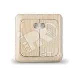 Выключатель Олимп двухклавишный с подсветкой сосна