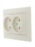 Розетка 2-м СП Mira 16А IP20 без заземл. со вставкой керамика крем. LEZARD 701-0303-128