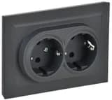 Розетка 2-м СП BRITE РСш12-3-БрГ 16А в сборе с заземл. защ. шторки графит IEK BR-R24-16-K53-F