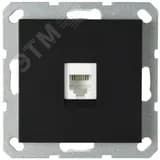 Телефонная розетка RJ11 с накладкой, цвет черный матовый (soft touch)