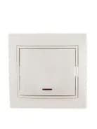 Выключатель 1-кл. СП Mira 10А IP20 с подсветкой со вставкой жемчуж./бел. перламутр. LEZARD 701-3030-111