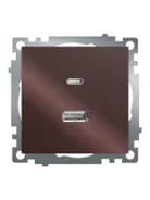 Розетка 2местная USB type C STEKKER GLS10711604 250В 3А max 20Wсерия Катрин шоколад 50057