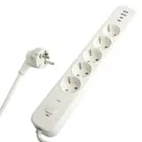 Сетевой фильтр 5местный сз STEKKER3x1мм2 18 м 250В 16А 2 USBA 2 TypeC серия Nova белый 50102