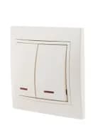 Выключатель 2-кл. СП Mira 10А IP20 с подсветкой со вставкой жемчуж./бел. перламутр. LEZARD 701-3030-112