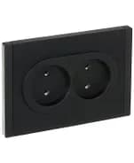 Розетка 2-м СП FORTE&PIANO FP126 10А без заземл. без защ. шторок безвинт. крепл. черн. IEK FP-R20-10-1-K02