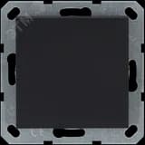 Выключатель одноклавишный проходной 10A 250V~ с накладкой, цвет черный матовый (soft touch)