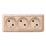 Розетка трехместная Олимп б/з, наружная, 16А, 220В, сосна (еврослот) Универсал