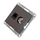 Розетка компьютерная + телевизионная 2-м AtlasDesign RJ45 кат.5E + TV механизм мокко SE ATN000689