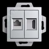 ATLASDESIGN РОЗЕТКА двойная HDMI+RJ45, кат.5Е, механизм, АЛЮМИНИЙ