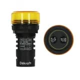 Лампа коммутационная ЛК-22 ADDS диам. 22мм LED желтая 220В AC/DC Dekraft
