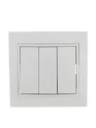 Выключатель 3-кл. СП Mira 10А IP20 с бел.вставкой бел. LEZARD 701-0202-109