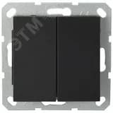 Выключатель двухклавишный 10A 250V~ с накладкой, цвет черный матовый (soft touch)