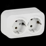 GLORY Розетка 2-местная для открытой установки с заземлением без защитных шторок 16А РС22-3-ХБм белый матовый IEK