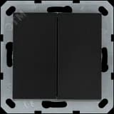 Выключатель двухклавишный 10A 250V~ с накладкой, цвет Антрацит