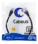 Патч-корд Cabeus PC-UTP-RJ45-Cat.5e-0.3m-BK (U/UTP, CAT.5E, PVC, 0.3 м, черный) (7658c)